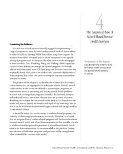 Behavioural sciences / Behavior therapy / Community Psychology / Multisystemic therapy / Evidence-based practice / Mental health / Substance Abuse and Mental Health Services Administration / Mental disorder / School counselor / Psychiatry / Health / Medicine