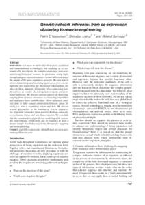 Vol. 16 no[removed]Pages 707–726 BIOINFORMATICS  Genetic network inference: from co-expression