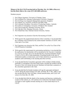 Minutes of the first CiSAP meeting held on Thursday, Dec. 04, 2008 at Discovery Kartika Hotel, Bali, at the venue of ICADL2008 conference Members present: .