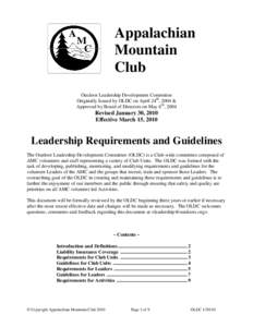 Appalachian Mountain Club Outdoor Leadership Development Committee Originally Issued by OLDC on April 24th, 2004 & Approved by Board of Directors on May 6th, 2004