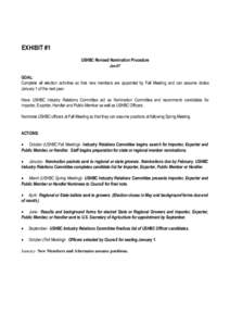 EXHIBIT #1 USHBC Revised Nomination Procedure Jan-07 GOAL: Complete all election activities so that new members are appointed by Fall Meeting and can assume duties