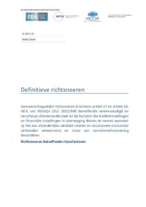 RICHTSNOEREN BETREFFENDE RISICOFACTOREN  JC2018  Definitieve richtsnoeren