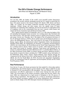 The G8’s Climate Change Performance John Kirton and Madeline Boyce, G8 Research Group August 12, 2009 Introduction On 8-10 July 2009, the leaders of the world’s most powerful market democracies