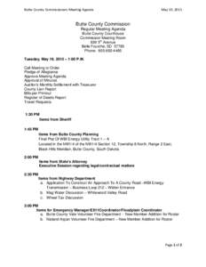 Butte County Commissioners Meeting Agenda  May 19, 2015 Butte County Commission Regular Meeting Agenda