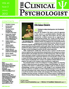 VOL 65 Issue 2 SPRING 2012 A publication of the Society of Clinical Psychology (Division 12, American Psychological Association)