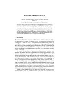 HYBRID JINI FOR LIMITED DEVICES VINCENT LENDERS, POLLY HUANG AND MEN MUHEIM ETH Z¨urich E-mail: lenders, huang  @tik.ee.ethz.ch, [removed] We envision a future of heterogeneous mobile devices collaborating spo