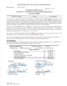 Board agenda items (July 23, 2014): Tabulation of bids for the conduit 27 rectifier and groundbed replacements