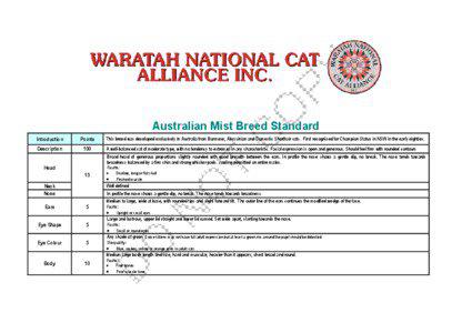 Australian Mist Breed Standard Introduction