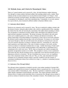 Understanding Partition Coefficient, Kd, Values, Vloume II: Review of Geochemistry and Available Kd Values for Cadmium, Cesium, Chromium, Lead, Plutonium, Radon, Strontium, Thorium, Tritium (3H), and Uranium Chapter 3