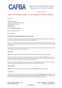 National Professional Body of the Equipment Finance Industry response to  Review of the Personal Property Securities Act 2009