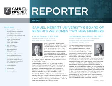 REPORTER Fall 2012 WHAT’S INSIDE 2 Sammy’s Circle and Career Services Website Information