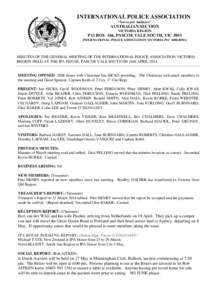 Page 1 – INTERNATIONAL POLICE ASSOCIATION “Servo per Amikeco”  AUSTRALIAN SECTION