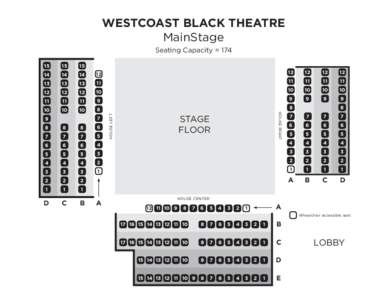 WESTCOAST BLACK THEATRE MainStage Seating Capacity = 