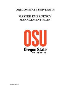 OREGON STATE UNIVERSITY  MASTER EMERGENCY MANAGEMENT PLAN  Last Edit