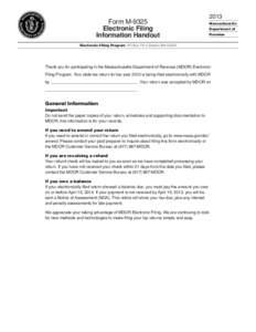 Form M-9325 Electronic Filing Information Handout 2013