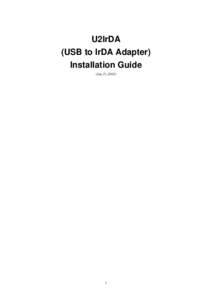 U2IrDA (USB to IrDA Adapter) Installation Guide (Jan.21,