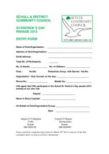 SCHULL & DISTRICT COMMUNITY COUNCIL ST.PATRICK’S DAY