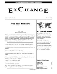 The Journal of Alexander Technique International  E X C HANG E Volume 11, Number 3  October 2003
