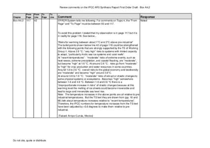 Review comments on the IPCC AR5 Synthesis Report First Order Draft - Box Art.2  Chapter From Page