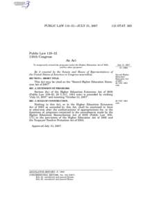 PUBLIC LAW 110–51—JULY 31, [removed]STAT. 263 Public Law 110–51 110th Congress