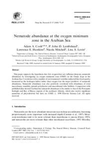 Deep-Sea Research II[removed]}85  Nematode abundance at the oxygen minimum zone in the Arabian Sea Adam A. Cook!,