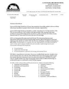 CANYON DEL ORO HIGH SCHOOL Paul DeWeerdt, Principal Donald Enright, Assistant Principal Patricia Harris, Assistant Principal David Thatcher, Assistant Principal 25 W. Calle Concordia, Oro Valley, AZ 85704 ♦ ([removed]