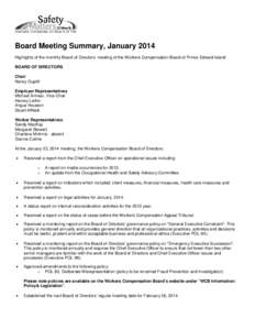 Board Meeting Summary - January 2014
