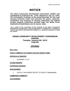 -1-  Tuesday, January 06, 2015 NOTICE The Urban Community Development Commission (UCDC) was