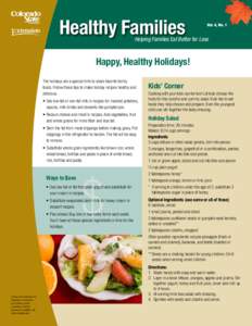 Healthy Families  Vol. 4, No. 1 Helping Families Eat Better for Less