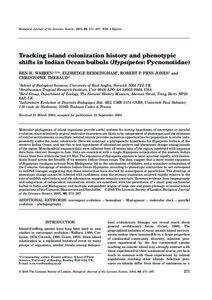 Blackwell Science, LtdOxford, UKBIJBiological Journal of the Linnean Society0024-4066The Linnean Society of London, 2005? 2005 PHYLOGEOGRAPHY AND PHENOTYPIC SHIFTS IN INDIAN OCEAN BULBULS 85?