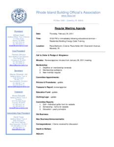 Rhode Island Building Official’s Association www.riboa.net PO Box 1246 – Coventry, RI[removed]___________________________________________________________  Regular Meeting Agenda