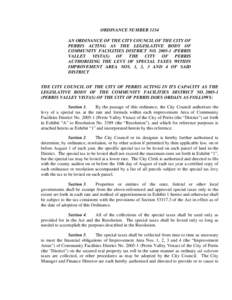 ORDINANCE NUMBER 1154 AN ORDINANCE OF THE CITY COUNCIL OF THE CITY OF PERRIS ACTING AS THE LEGISLATIVE BODY OF COMMUNITY FACILITIES DISTRICT NO[removed]PERRIS VALLEY VISTAS) OF THE CITY OF PERRIS AUTHORIZING THE LEVY OF