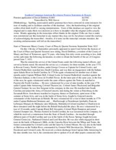 Southern Campaign American Revolution Pension Statements & Rosters Pension application of David Dobbins S1805 fn15NC Transcribed by Will Graves[removed]Methodology: Spelling, punctuation and/or grammar have been correcte
