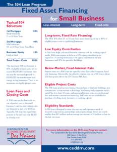 The 504 Loan Program  Fixed Asset Financing for Small Business Typical 504 Low-interest