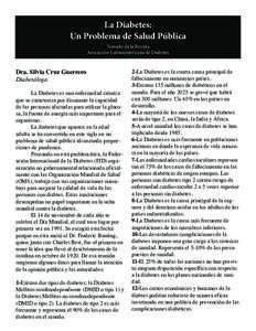 La Diabetes: Un Problema de Salud Pública Tomado de la Revista Asociación Latinoamericana de Diabetes  Dra. Silvia Cruz Guerrero