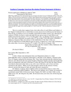 Southern Campaign American Revolution Pension Statements & Rosters Pension application of William E. Johnson 1 R49 Transcribed by Will Graves f7VA[removed]