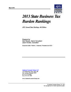 May 9, [removed]State Business Tax Burden Rankings AEG Annual State Rankings, 4th Edition