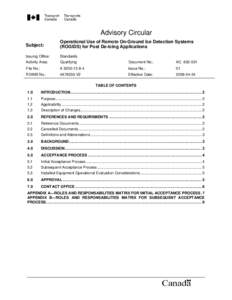 Advisory Circular Subject: Operational Use of Remote On-Ground Ice Detection Systems (ROGIDS) for Post De-icing Applications