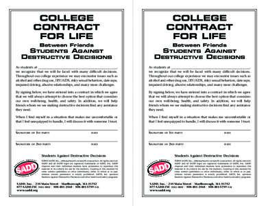 COLLEGE CONTRACT FOR LIFE COLLEGE CONTRACT