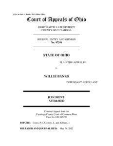 [Cite as State v. Banks, 2012-Ohio[removed]Court of Appeals of Ohio EIGHTH APPELLATE DISTRICT COUNTY OF CUYAHOGA