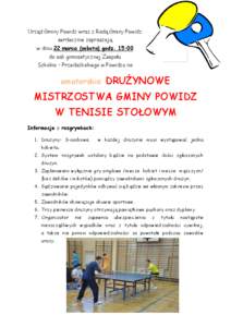 Urząd Gminy Powidz wraz z Radą Gminy Powidz serdecznie zapraszają w dniu 22 marca (sobota) godz. 15:00 do sali gimnastycznej Zespołu Szkolno – Przedszkolnego w Powidzu na