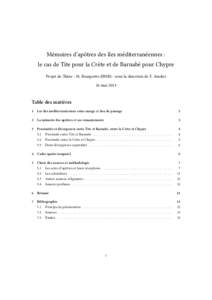 Mémoires d’apôtres des îles méditerranéennes : le cas de Tite pour la Crète et de Barnabé pour Chypre Projet de èse - M. Rouquee (IRSB) - sous la direction de F. Amsler 16 mai[removed]Table des matières