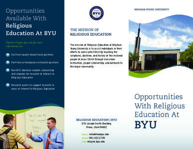 Church Educational System / Provo /  Utah / The Church of Jesus Christ of Latter-day Saints in Utah / Historians of the Latter Day Saint movement / BYU College of Religious Education / Richard N. Holzapfel / Latter Day Saint movement / Brigham Young University / Utah