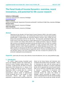 Longitudinal and Life Course Studies 2012 Volume 3 Issue 2 PpISSNThe Panel Study of Income Dynamics: overview, recent innovations, and potential for life course research