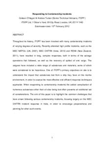 Responding to Containership incidents Colleen O’Hagan & Andrew Tucker (Senior Technical Advisers, ITOPF) ITOPF Ltd, 1 Oliver’s Yard, 55 City Road, London, UK, EC1Y 1HQ Submission date: 15th February[removed]ABSTRACT