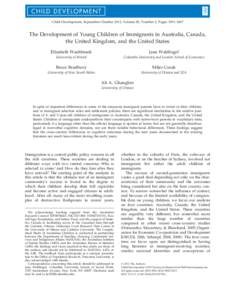 The Development of Young Children of Immigrants in Australia, Canada, the United Kingdom, and the United States