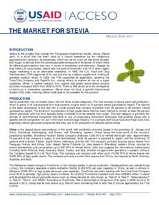 Food industry / Stevia / Purecircle / Steviol glycoside / Sugar substitute / Truvia / PureVia / Merisant / Glycoside / Sweeteners / Food and drink / Chemistry