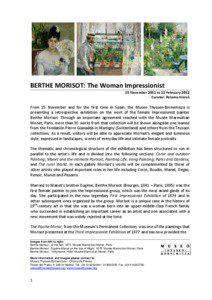    BERTHE MORISOT: The Woman Impressionist   