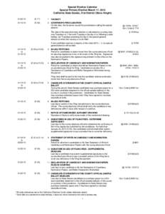 Special Election Calendar Special Primary Election March 17, 2015 California State Senate, 21st District (Steve Knight[removed]E-71)