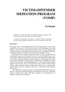 Victim-Offender Mediation Program (VOMP)